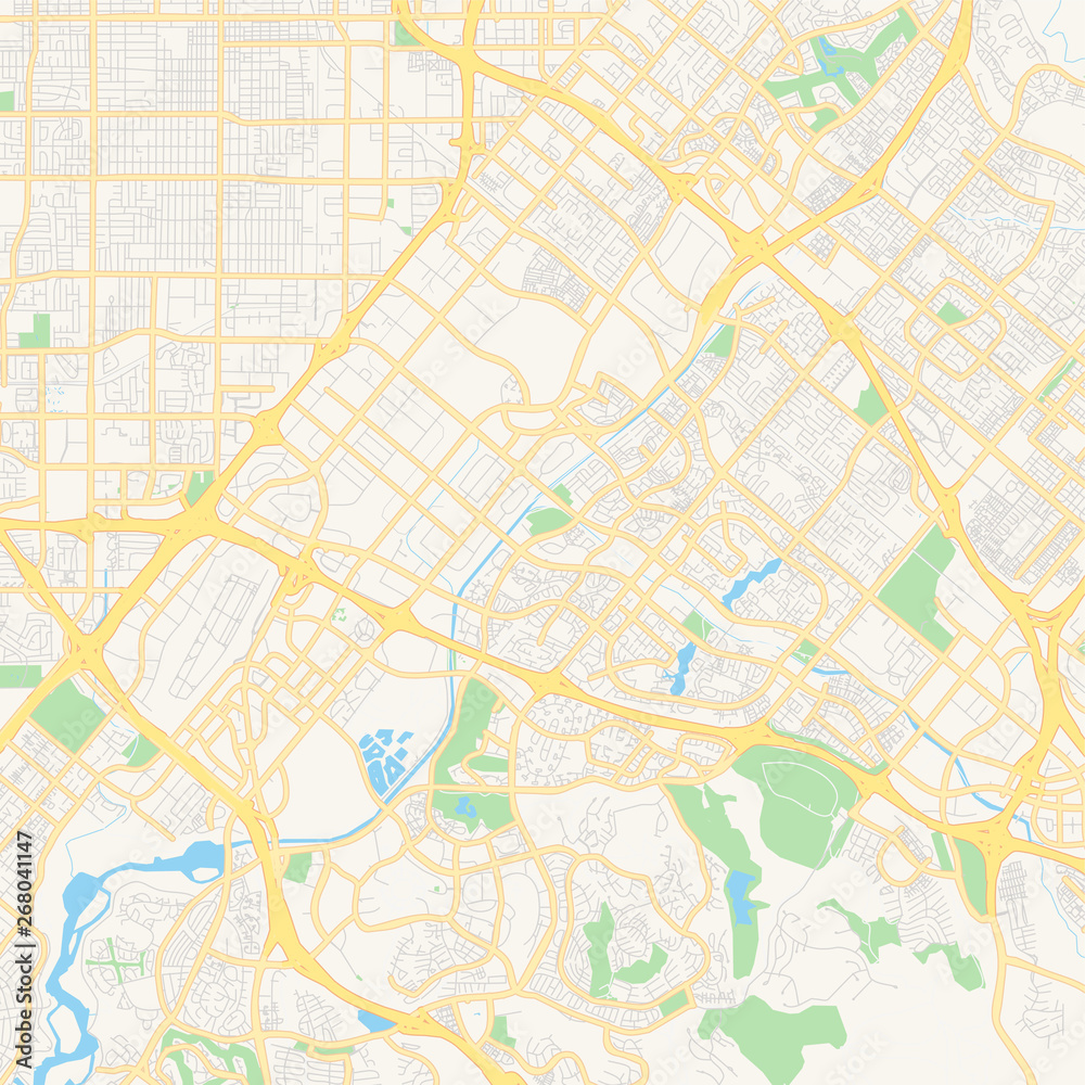 Empty vector map of Irvine, California, USA