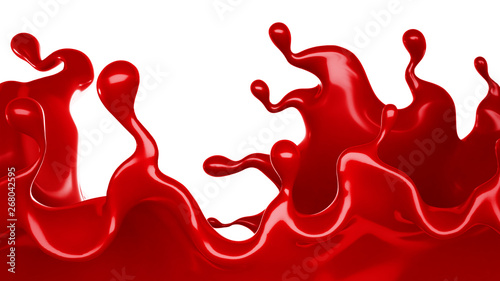 A splash of red thick liquid. 3d illustration, 3d rendering.