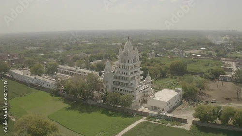 Vrindavan, Pagal Baba temple, India, 4k aerial ungraded photo