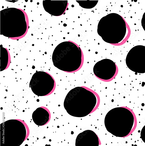 seamless pattern with dots . Vector freehand drawing . Designer blank.  Paint spots.