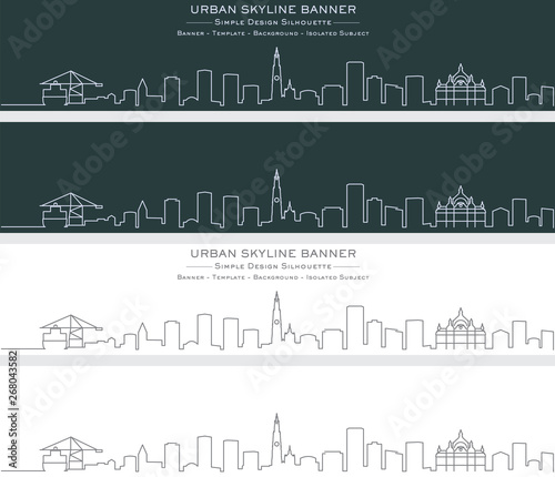 Antwerp Single Line Skyline Banner