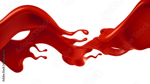 Splash of red paint. 3d illustration, 3d rendering.