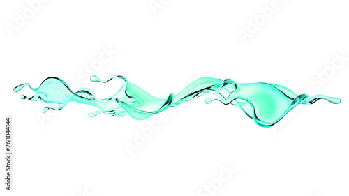 A splash of green transparent liquid. 3d illustration, 3d rendering.