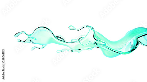 A splash of green transparent liquid. 3d illustration  3d rendering.