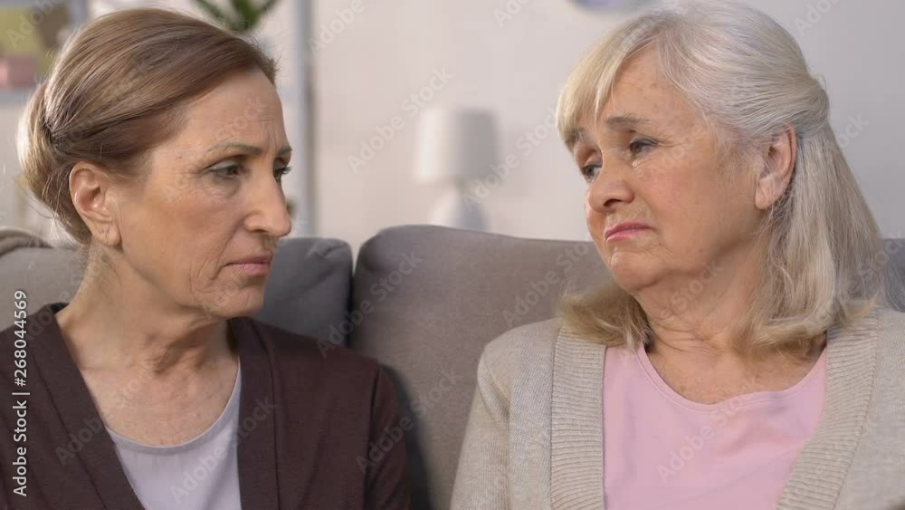 Sad old ladies feeling frustrated, lack of social protection, small pension Sad old ladies feeling frustrated, lack of social protection, small pension