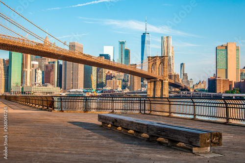 Amazing panorama view of New York city and Brooklyn bridge