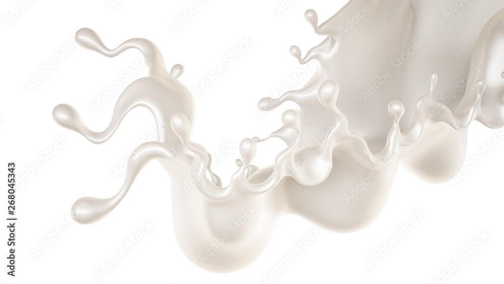 A splash of a thick white liquid. 3d illustration, 3d rendering. A splash of a thick white liquid. 3d illustration, 3d rendering.