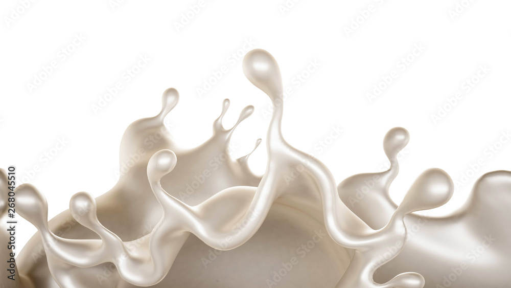 A splash of a thick white liquid. 3d illustration, 3d rendering. A splash of a thick white liquid. 3d illustration, 3d rendering.