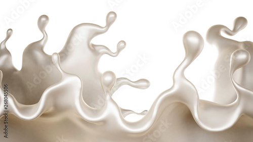 A splash of a thick white liquid. 3d illustration, 3d rendering.