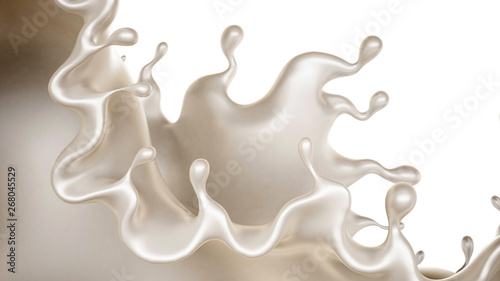 A splash of a thick white liquid. 3d illustration, 3d rendering.