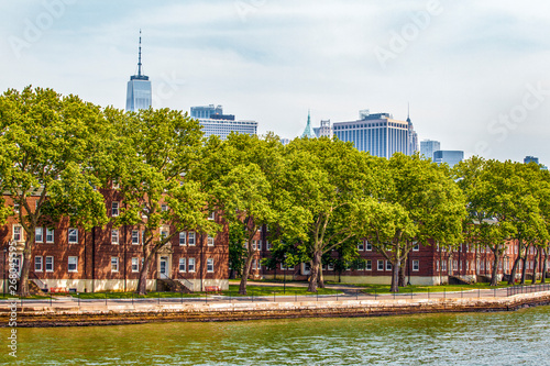 Bild auf Leinwand Governors Island and red old retro brick buildings near fort Jay separated from