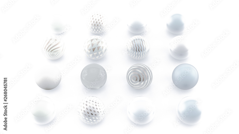 Fototapeta premium White background with balls. 3d illustration, 3d rendering.