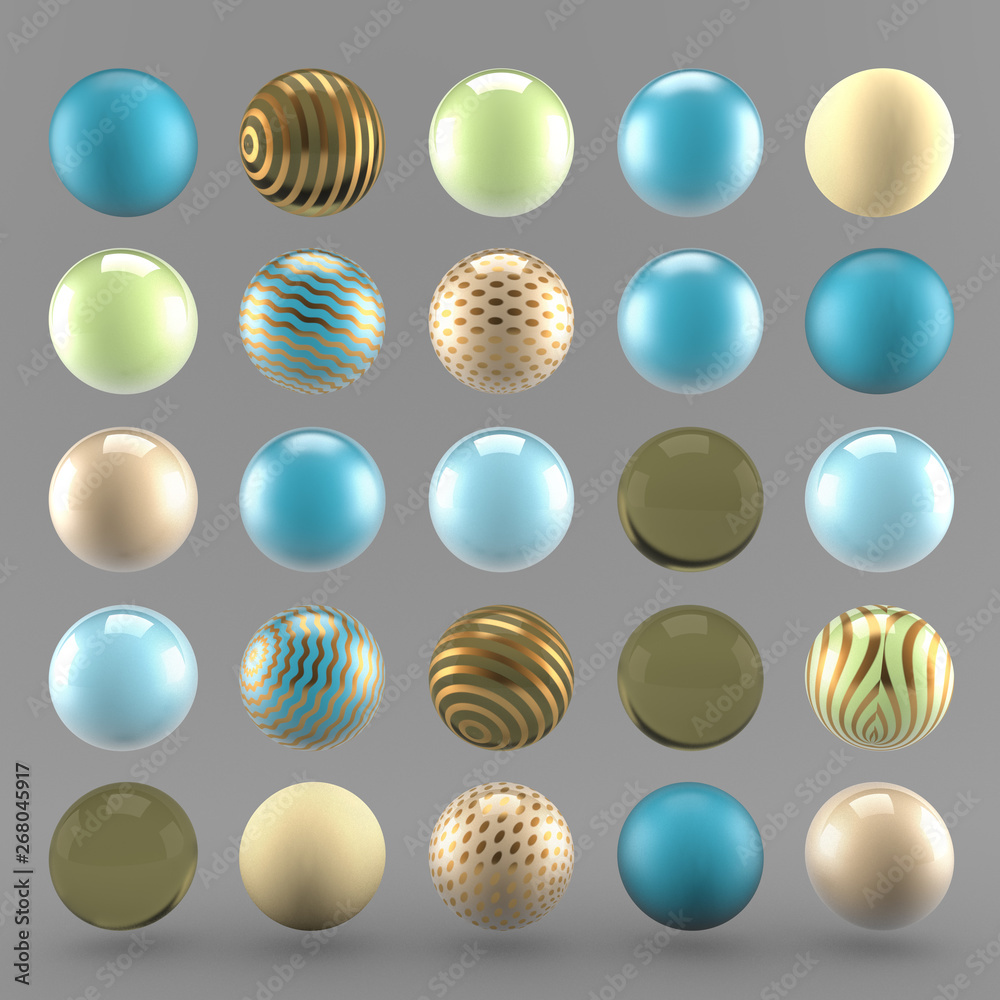 Fototapeta premium Gray luxury background with geometric shapes from balls. 3d illustration, 3d rendering.