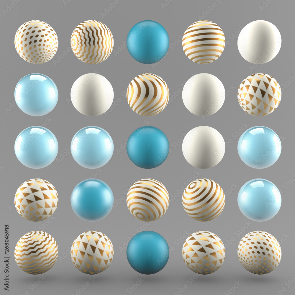 Fototapeta premium Gray luxury background with geometric shapes from balls. 3d illustration, 3d rendering.