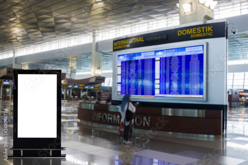 Blank advertising billboard at airport mockup poster media template ads display