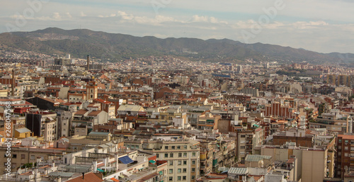 Barcelona skyline with mountains in Spain © Drew