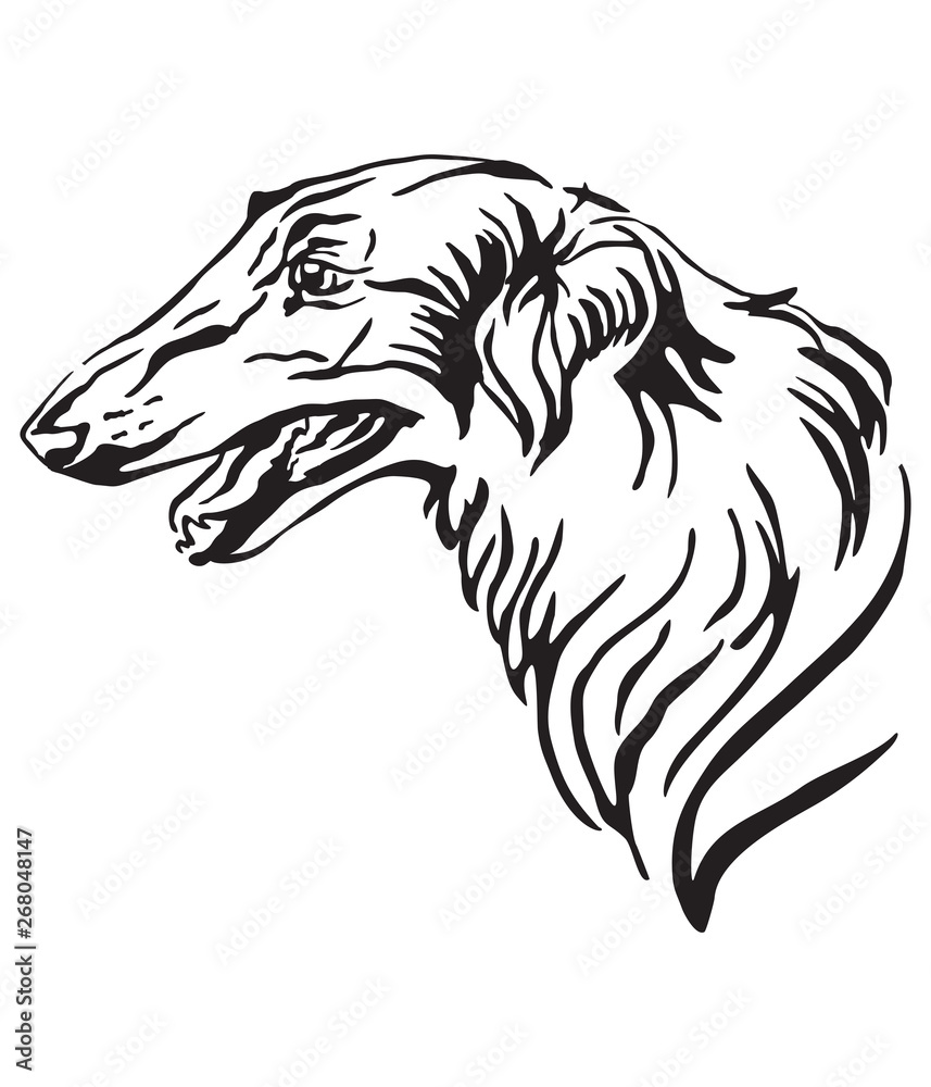 Decorative portrait of Russian wolfhound Dog vector illustration Decorative portrait of Russian wolfhound Dog vector illustration