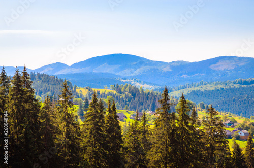 Summer landscape with mountains peaks