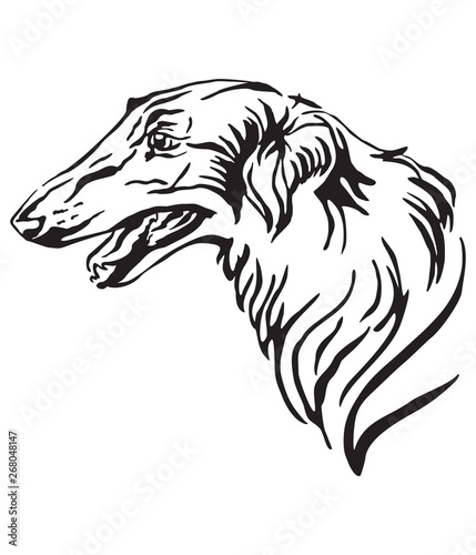 Decorative portrait of Russian wolfhound Dog vector illustration
