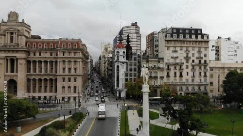 Aerial panoramic view of the buildings around Plaza Lavalle in Buenos Aires, Argentina photo