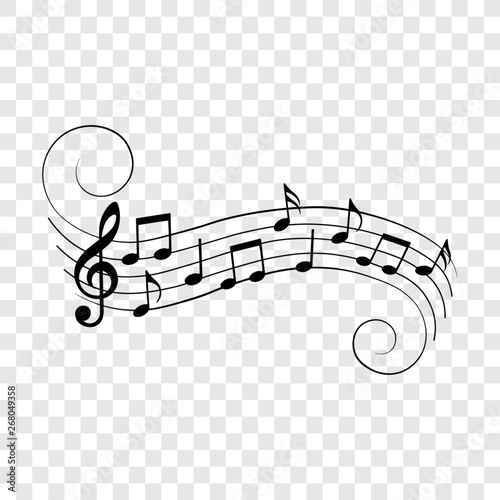Music notes and symbols, musical design element, vector illustration.