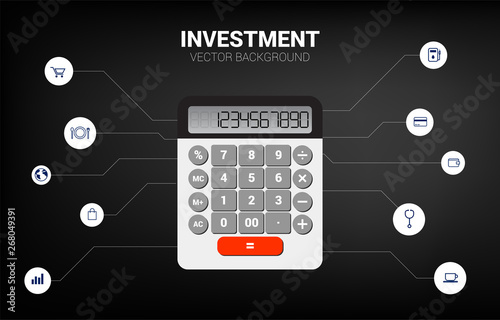 Vector Calculator with functional icon. Concept for business information investment and accounting