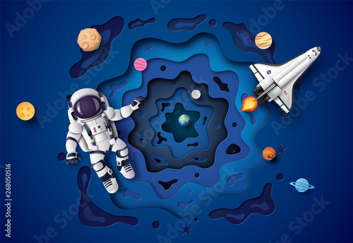 Astronaut floating in the stratosphere .