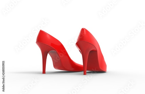 Red Woman Shoes 3D Rendering