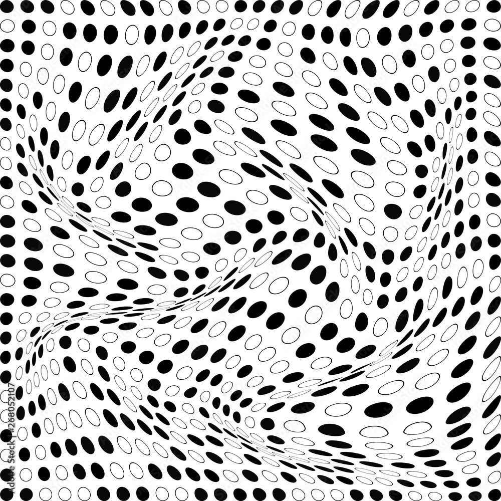 Abstract black and white distorted circles backgrounds vector for prints, banners and posters