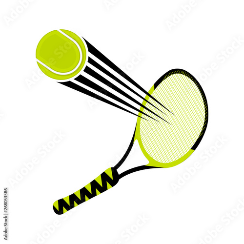 Isolated tennis racket hitting a ball - Vector