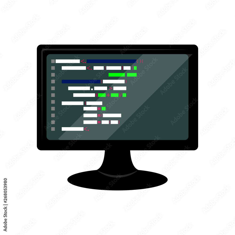 Programming code on a monitor screen - Vector Programming code on a monitor screen - Vector