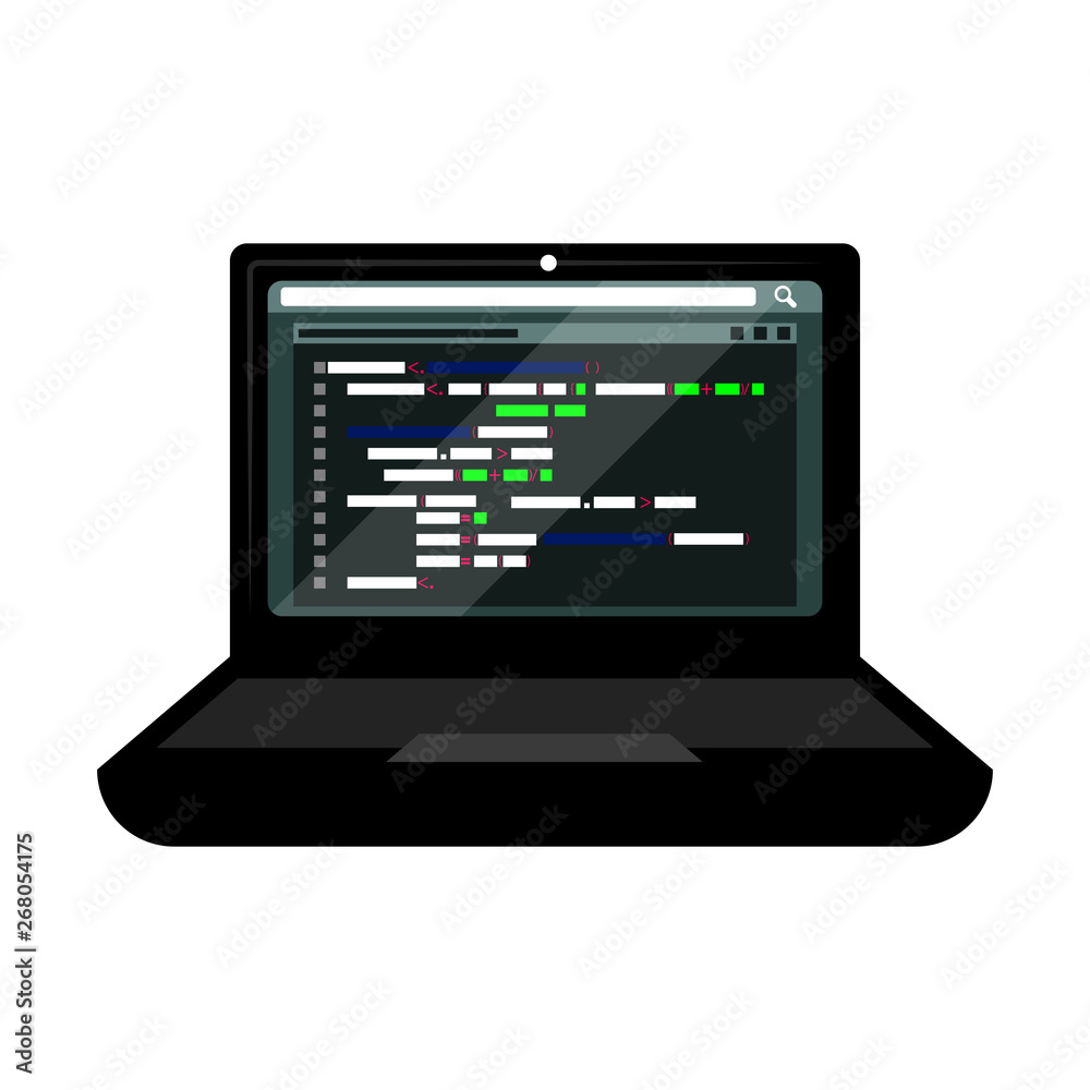 Programming code on a laptop screen - Vector Programming code on a laptop screen - Vector