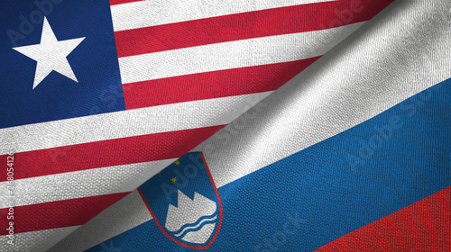 Liberia and Slovenia two flags textile cloth, fabric texture