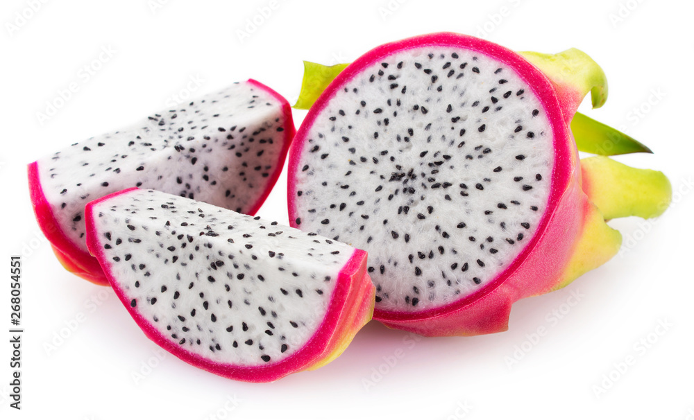 Fresh pitahaya on white background. Dragon fruit. Fresh pitahaya on white background. Dragon fruit.