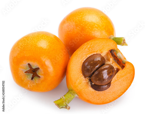 Loquat fruit on white background