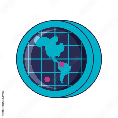 radar location with american continent map