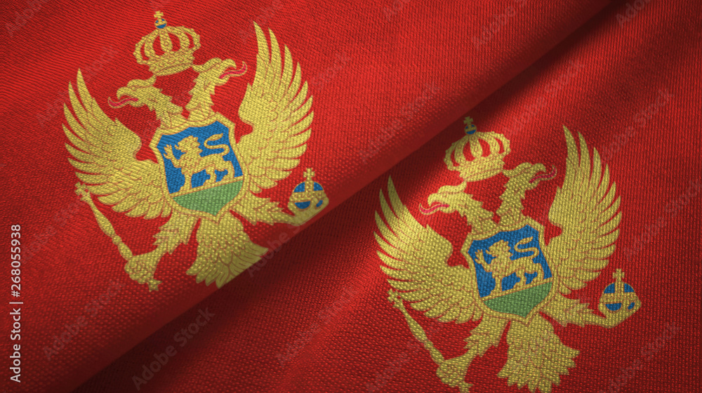 Montenegro two flags textile cloth, fabric texture Montenegro two flags textile cloth, fabric texture