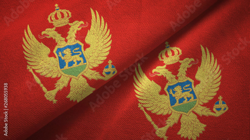 Montenegro two flags textile cloth, fabric texture