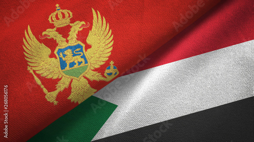 Montenegro and Sudan two flags textile cloth, fabric texture