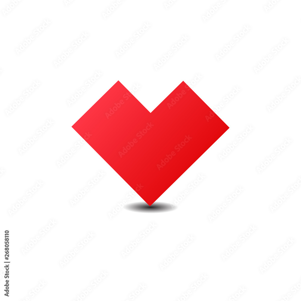 Red Heart Icon Illustration. Flat simple red symbol on white background with shadow Red Heart Icon Illustration. Flat simple red symbol on white background with shadow
