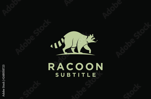 raccoon walk gold logo icon designs vector illustration silhouette