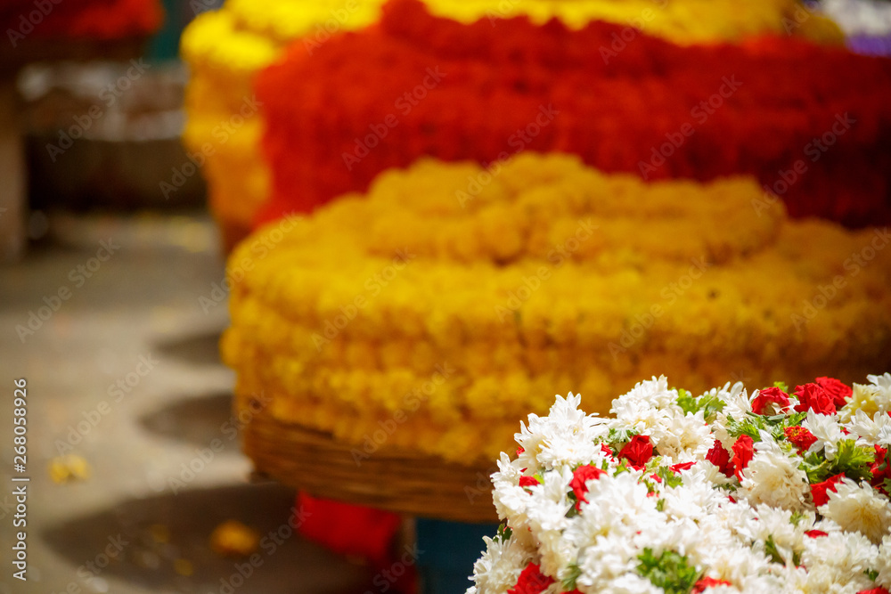 Flower market in Bangalore, India	