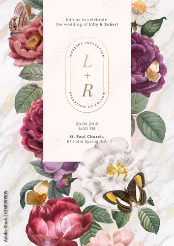 Floral wedding invitation