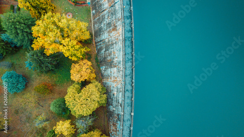 Aerial View of Autumn Gardens and Dam D