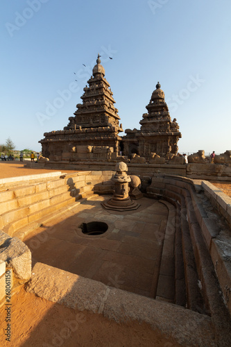 Sunset time at Mahabalipuram shore temple photo