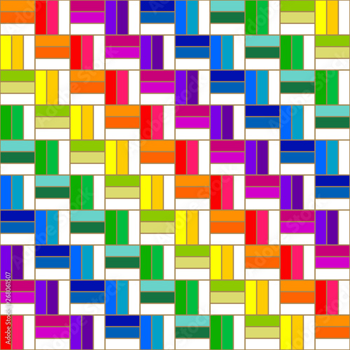 shuffle of colorful rectangles. rainbow color concept. seamless pattern. vector illustration.