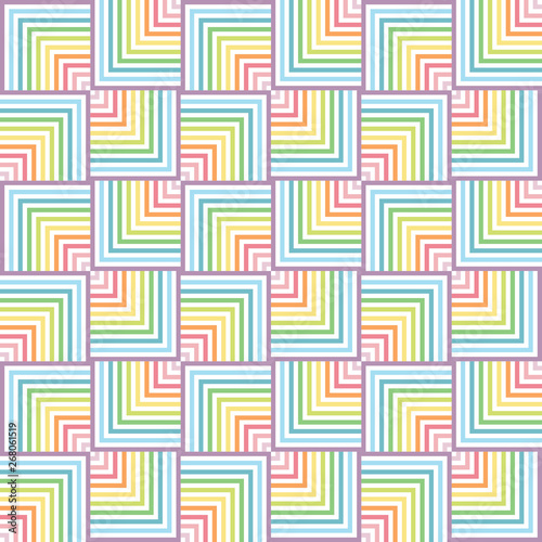 the shuffle of colorful lines in square shape. rainbow and pastel color concept. seamless pattern. vector illustration.