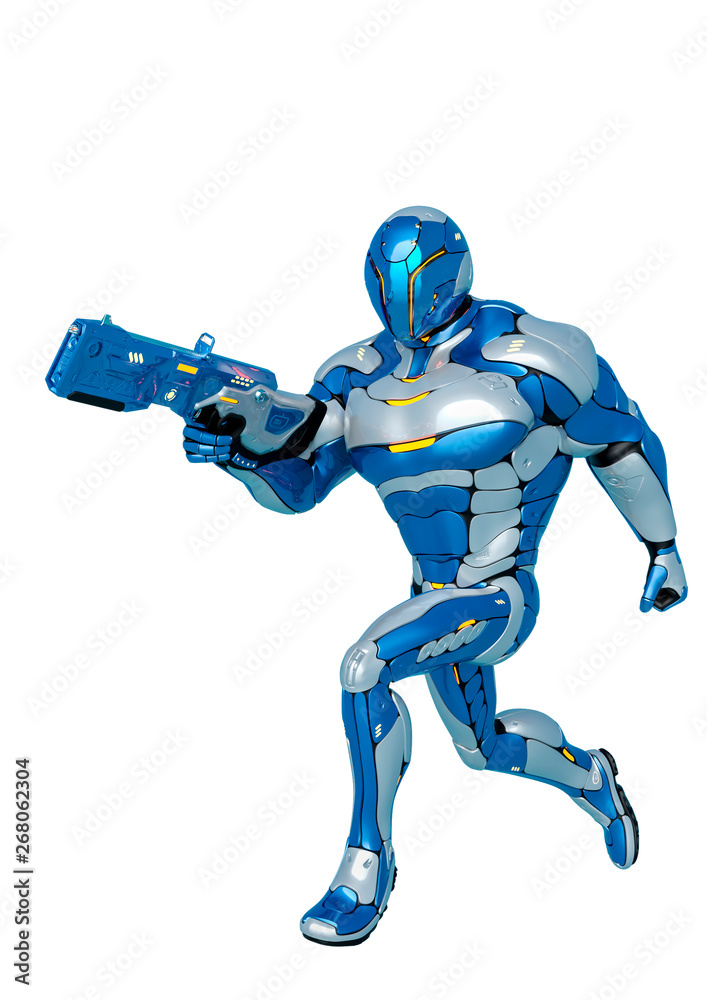 sci fi astronaut cartoon with a laser gun side view in a white background sci fi astronaut cartoon with a laser gun side view in a white background