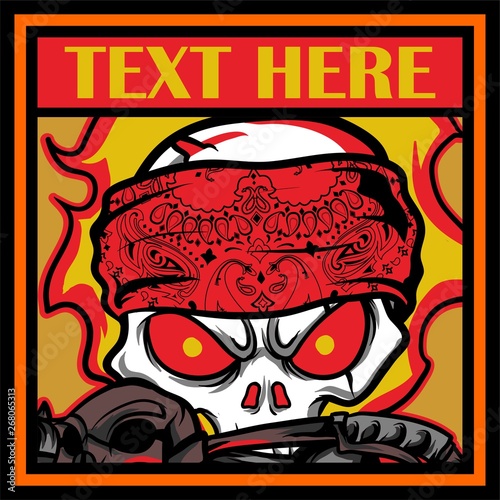 head skull bandana ,hand drawing vector