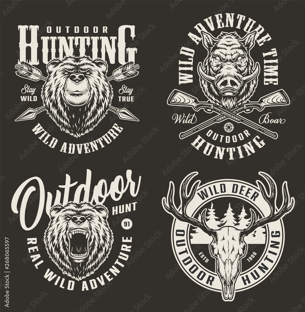 Fototapeta premium Vintage hunting labels